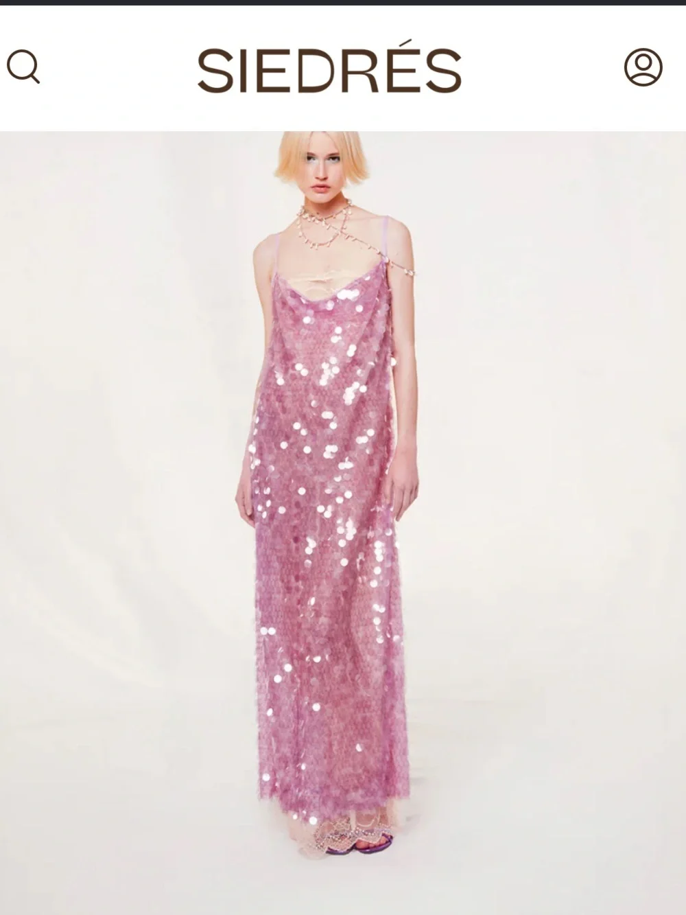 SIEDRES Kebi Lavender Sequin Maxi Slip Dress S/36 - Picture 2 of 2